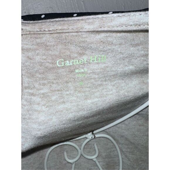 Beautiful Garnet Hill Knit Top Gray Polka Dot Collar 3/4 Long Sleeve SIZE medium - Picture 9 of 9